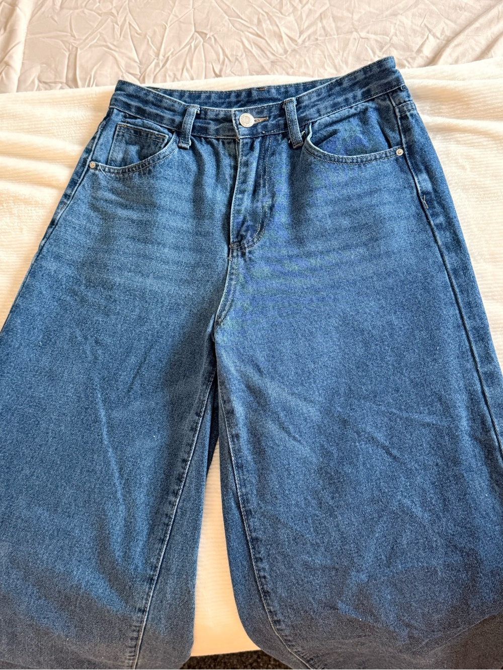 High-Waist Wide Leg Blue Denim Jeans